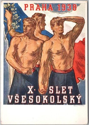 1938 PRAGUE Czechoslovakia 4x6 Poster Art POSTCARD - 10th All-Sokol Festival