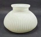 * vtg student lamp shade Milk Glass - Ribbed - oil lamp kerosene  7" fitter