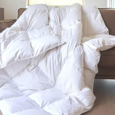 Queen Goose Feather Down Comforter Made in Canada All Season Cotton Duvet
