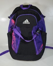 Adidas Triple Stripe Black Purple With Pink Accent Design Backpack