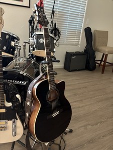 PRS 6-String Right-Handed Dreadnought Acoustic/electric Guitar Mahogany Black