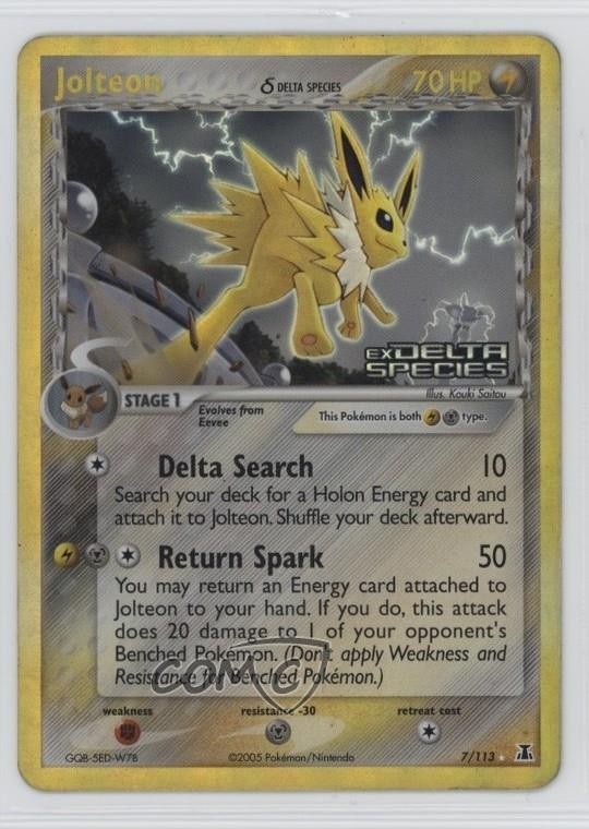 Jolteon Reverse Foil Pokemon EX Delta Species #7 2005