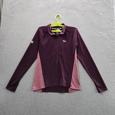 PINK Victoria's Secret Women Sweatshirt M Purple Colorblock Dog Logo ULTIMATE