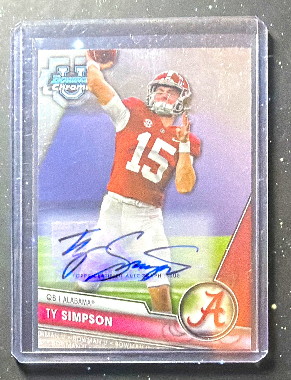 Topps 2023 Bowman University Chrome Ty Simpson Auto RC Alabama #23 Insert