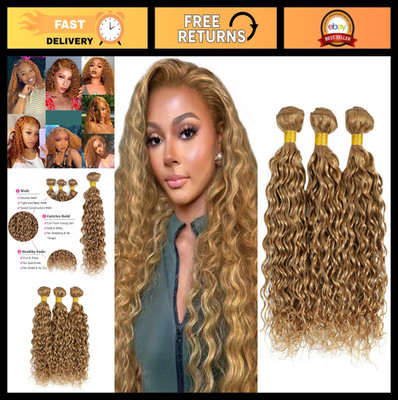 28 30 32 Inch Honey Blonde Water Wave Human Hair Bundles #27 Remy Weave