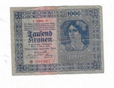 AUSTRIA 1919 BANKNOTE 1000 KRONEN