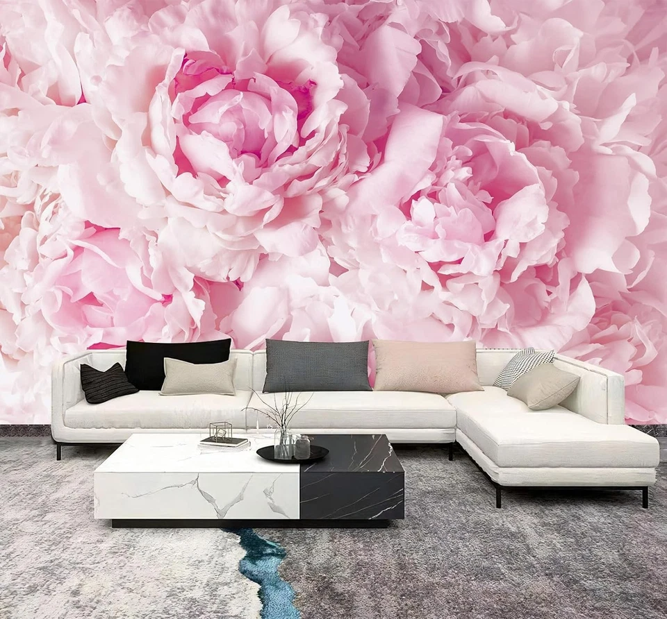 Elegante mural de papel tapiz floral rosa para dormitorio de niñas - tamaño personalizado disponible Foto 4 de 4