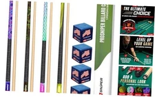 Premium Pool Sticks Set of 4 | 58-Inch, 19-Oz Canadian Maple Precision Series