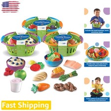 New Sprouts Healthy Play Food Basket Bundle - 37 Pc Toddler Learning Toys