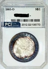 1885-O Gem BU +++  Morgan Dollar Superb Frosty PQ + Double Sided Rainbow Toned