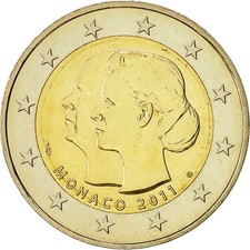 [#482571] Monaco, 2 Euro, Mariage Princier, 2011, MS, Bi-Metallic, KM:196