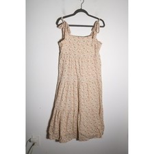 Madewell Floral Tie Strap Cotton Sundress Antique Cream Medium Tiered Milkmaid