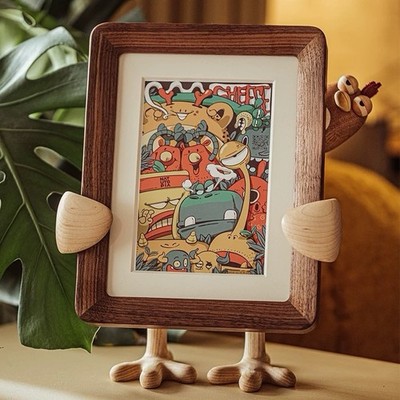 Handmade Wooden Chick Statue Carving Wood Carved Figure Decor Children Gift Art