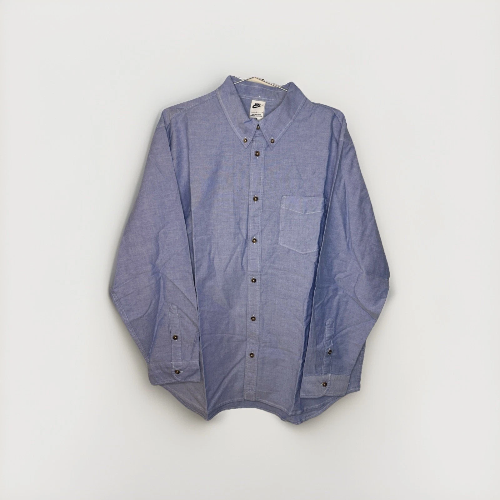 Nike Life camicia con bottoni uomo grande manica lunga Oxford blu FN3125 101