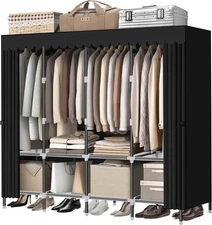 LOKEME Wardrobe Closet，Black Portable Closet with 65.4x17.5x68.3inches, Black 