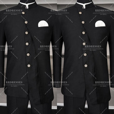 Black Formal Men's Suit Hosting Prom Wedding 2Pcs Evening Business Jacket Pants