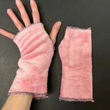 Fleece Fingerless Gloves Pink Winter Fuzzy Hand Warmers Warm Arm Sleeves Driving