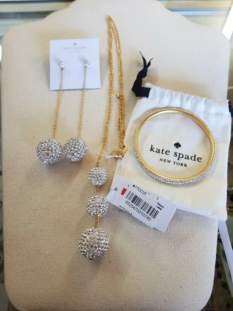 Kate Spade WHITE crystal RAZZLE DAZZLE NECKLACE EARRING AND BANGLE SET