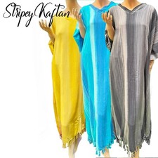 Stripey Ladies Kaftan Long Ethnic Hand Made Vibrant Large Womens Cool Stripes