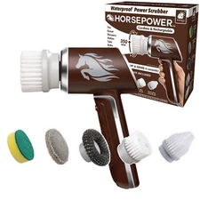 Horsepower Scrubber AS-SEEN-ON-TV Waterproof Rechargeable Handheld 350 RPM In...