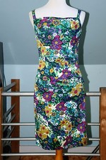 Suzi Chin for Maggy Boutique Floral Print Ruched Dress Sleeveless Dress - Size 6