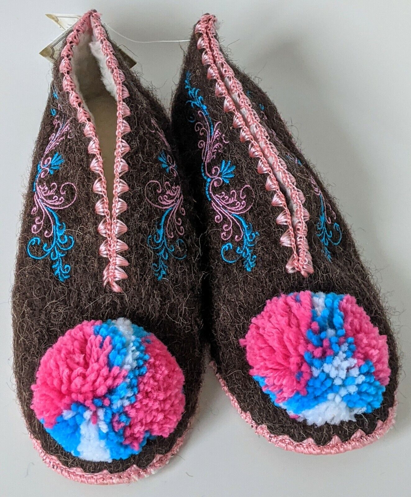 Luxury Greek Lambswool Pompom Inventory cleanup selling sale Slippers Blue Seattle Mall Beau Pink UK7 EU41