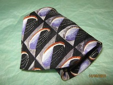Mulberry Mens Necktie 100 Silk NWO "ITALY" Black / Multi-Color