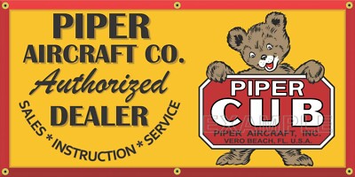 PIPER CUB AIRPLANE AIRCRAFT AUTHORIZED DEALER SIGN REMAKE BANNER SIZE OPTIONS