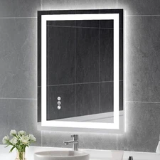USHOWER 28x36'' LED Bathroom Mirror Wall Lighted Vanity Mirror Dimmable Anti-fog