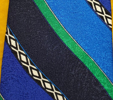 VERSACE for NEIMAN MARCUS ~ VINTAGE ~ SILK MENS DRESS TIE ~ BLUE STRIPE ~ 59"