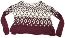 Abercrombie  Fitch Women's Red Long Sleeve Knit Pullover Nordic Sweater XS/S