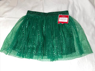 Girl's Holiday Time Green Sparkle Mesh Tu Tu Skirt Size 2T Light Weight CUTE NWT