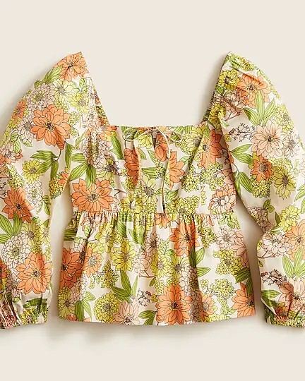 J.Crew NWT Square Neck Tie-Front Top in Liberty Zinnia Floral SZ 12