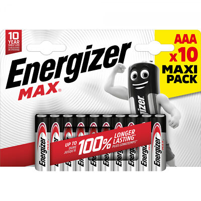 10x Energizer Max Batterien AAA-Micro L92 LR03 MN2400 1,5V 1 x 10er Blister