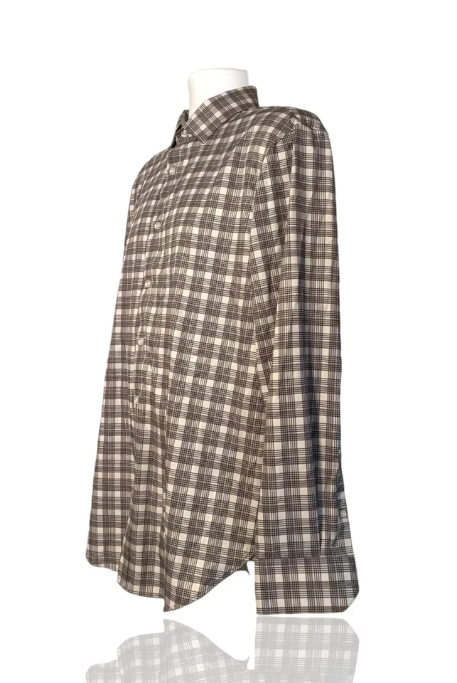 Camisa Tallia Hombre L Botón Frontal L/S Puños Abatibles, Gris/Negro/Blanco Cuadros. A-2 Foto 2 de 4