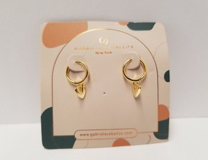 Authentic "Charming Heart" 18k Gold Plated Stainless Steel Dangle Hoop Earrings