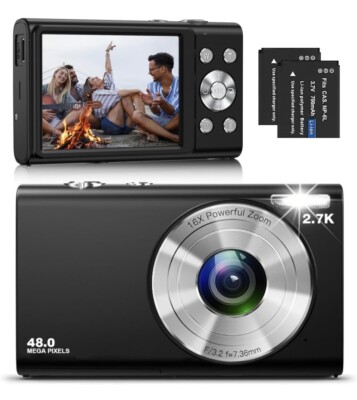 Digitalkamera, Autofokus Kompaktkamera HD 2.7K 48MP mit 2,8'' Großbild, 