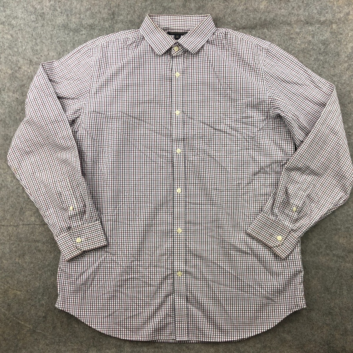 Banana Republic Shirt Mens XL White Red Blue Check Long Sleeve