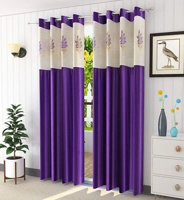 Lot de 2 rideaux boho porte fenêtre à anneau en polyester violet ombragé 5 7 ... - Photo 1/4