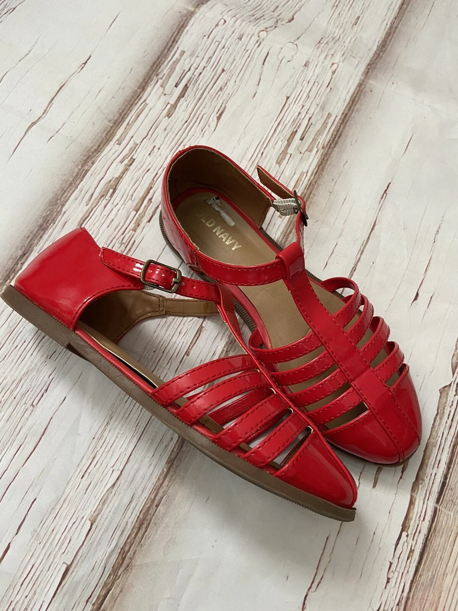 Old Navy Girls Red Patent Leather Strappy Sandal size 13 Closed