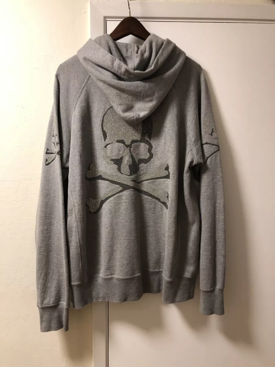 Authentic Mastermind Japan 3 Skull Glass Beads hoodie Grey, Size