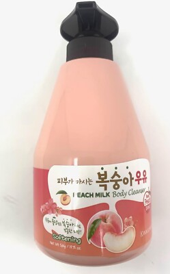 Kwailnara Welcos Korean Peach Milk Body Wash Cleanser Shower 19.7 Oz NEW