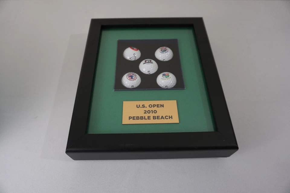 Pelotas de golf vintage abiertas de Estados Unidos 1972, 82, 92, 2010 y 2000 con marco personalizado Foto 2 de 4