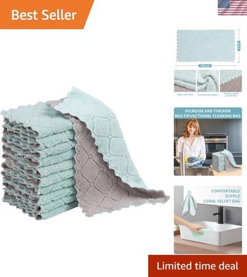 10 Pack Super Absorbent Coral Fleece Dish Towels - Eco-Friendly Kitchen Cloths