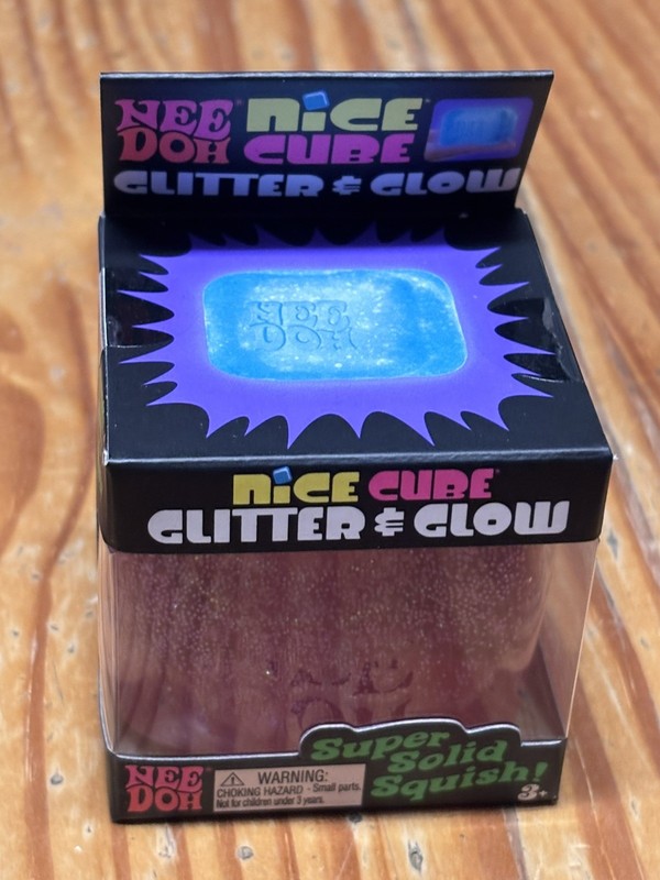 NeeDoh Nice Cube Glitter and Glow Nee Doh Squishy Ice Cube PINK