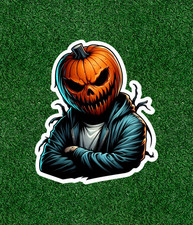 Halloween scary pumpkin head 100 waterproof sticker decal - several sizes