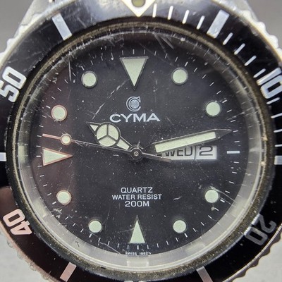 Cyma 9111 Diver Quartz Watch Black 40mm for sale online | eBay