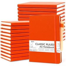 24 Pack A5 Hardcover Lined Notebooks with Pen Holder  24 Black Pens, 120 GSM