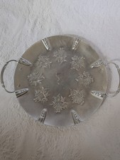 Vtg Hammered Aluminum Tray with handles useful/Christmas/Fall/entertaining/fun