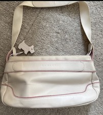 Radley vintage pink cream shoulder bag handbag leather / fabric dust bag 
